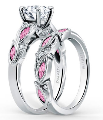 anillos y alianzas de boda con Zafiro Rosa de Kirk Kara